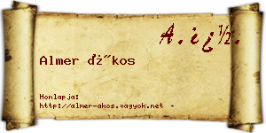Almer Ákos névjegykártya